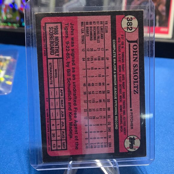 1989 Topps #382 John Smoltz (HOF) (RC) - Picture 2 of 2